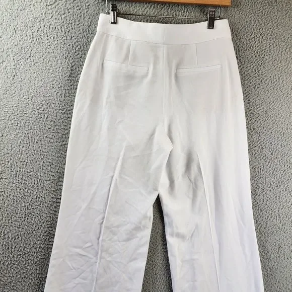 Alice +Olivia Dylan High Waist Wide Leg Pants Women's 4 White Hook & Eye Closure - Picture 13 of 13